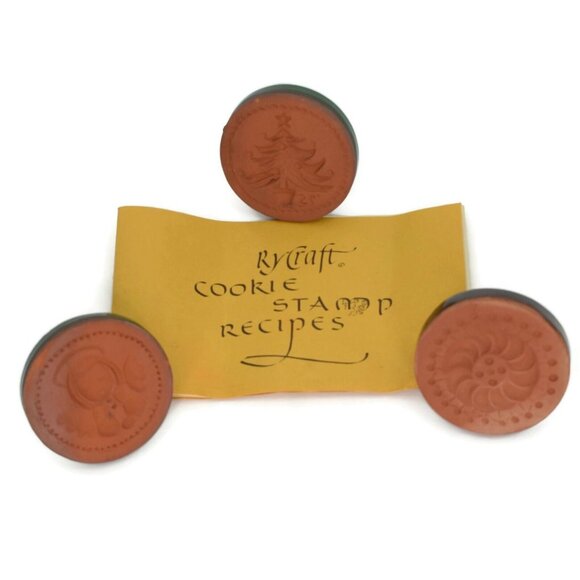 4 Vintage Rycraft Cookie Stamps and Recipe Booklet Christmas Tree Angel - Picture 2 of 7